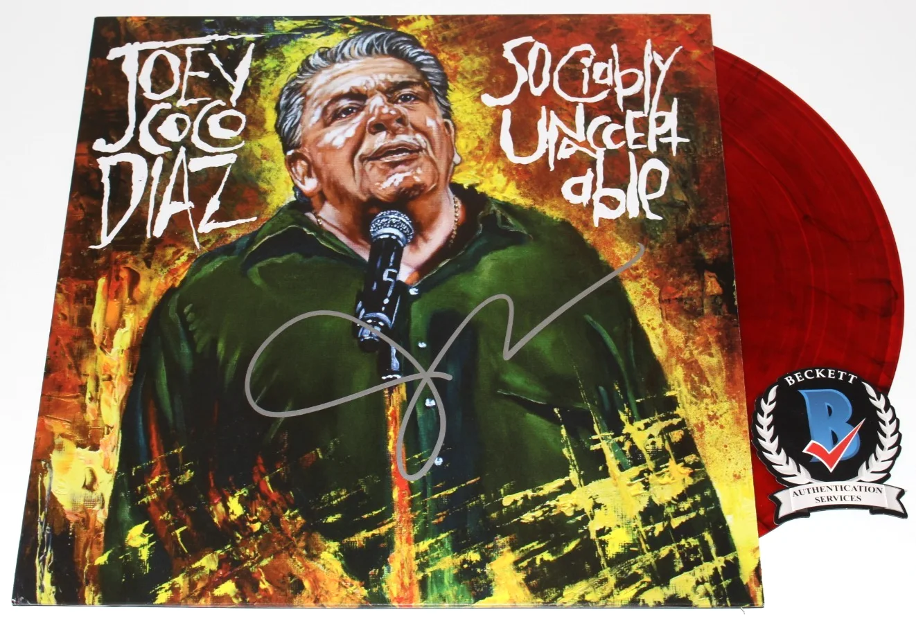 Joey Coco Diaz — JOEY COCO DIAZ SIGNED SOCIALLY UNACCEPTABLE COMEDY VINYL RECORD BECKETT COA, image 2