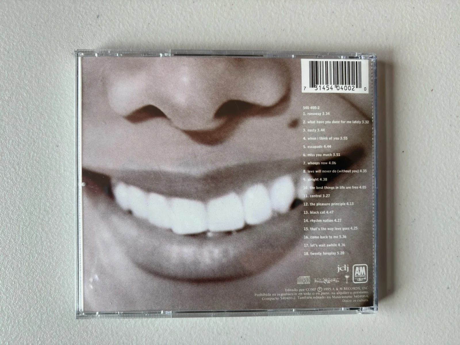 1986-1996 Janet Jackson Signed CD PAAS COA 131, image 2