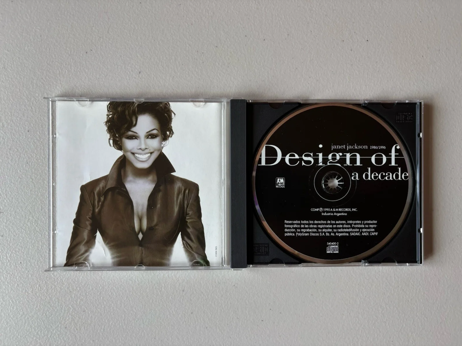 1986-1996 Janet Jackson Signed CD PAAS COA 131, image 3