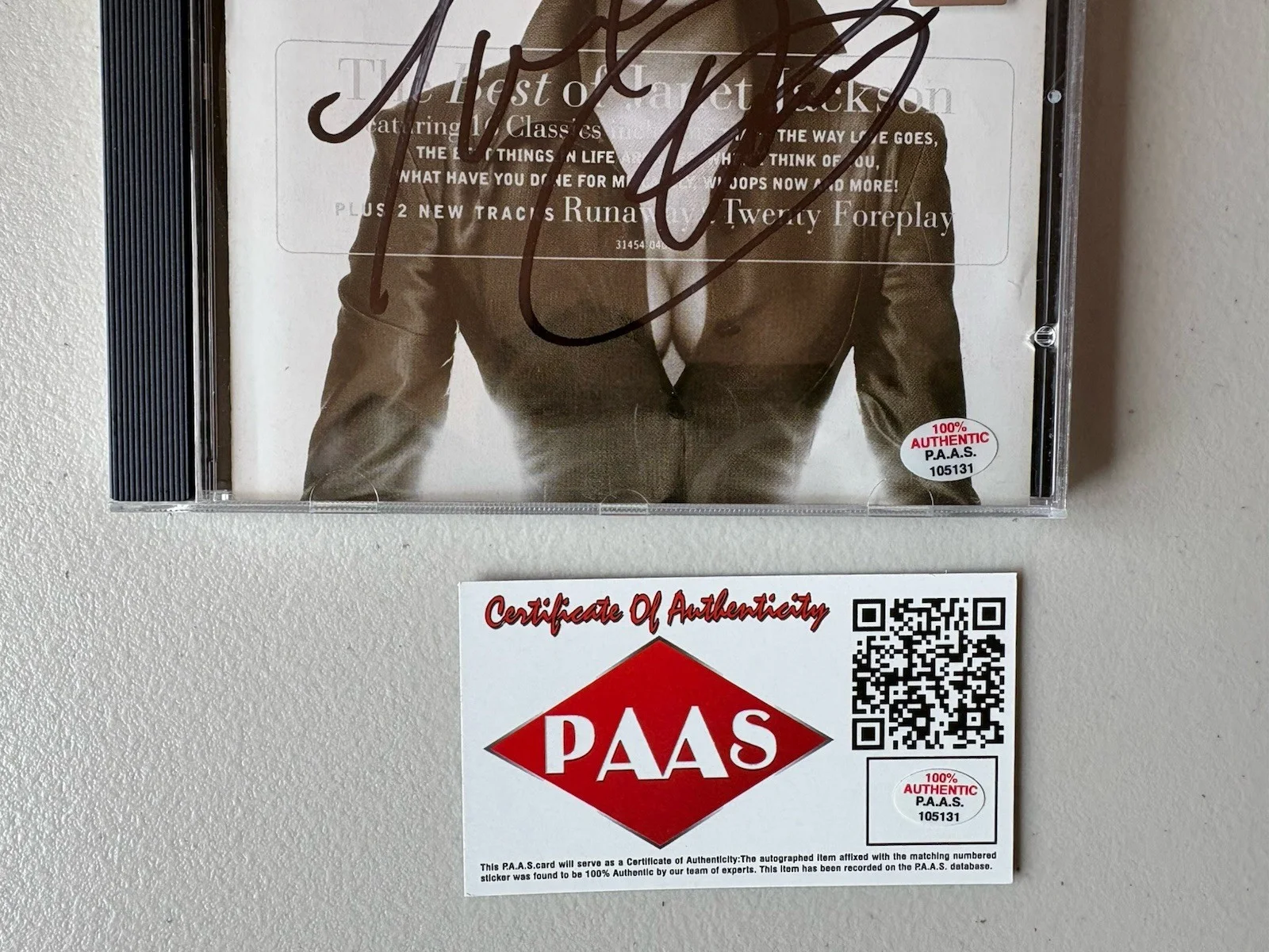 1986-1996 Janet Jackson Signed CD PAAS COA 131, image 4