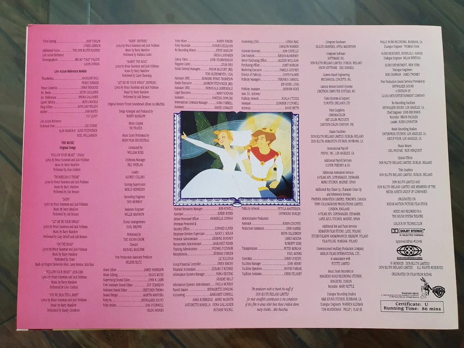 THUMBELINA - 2 HIGH QUALITY GLOSSY CARD ORIGINAL SYNOPSIS BOOKLETS - ANIMATION, image 4