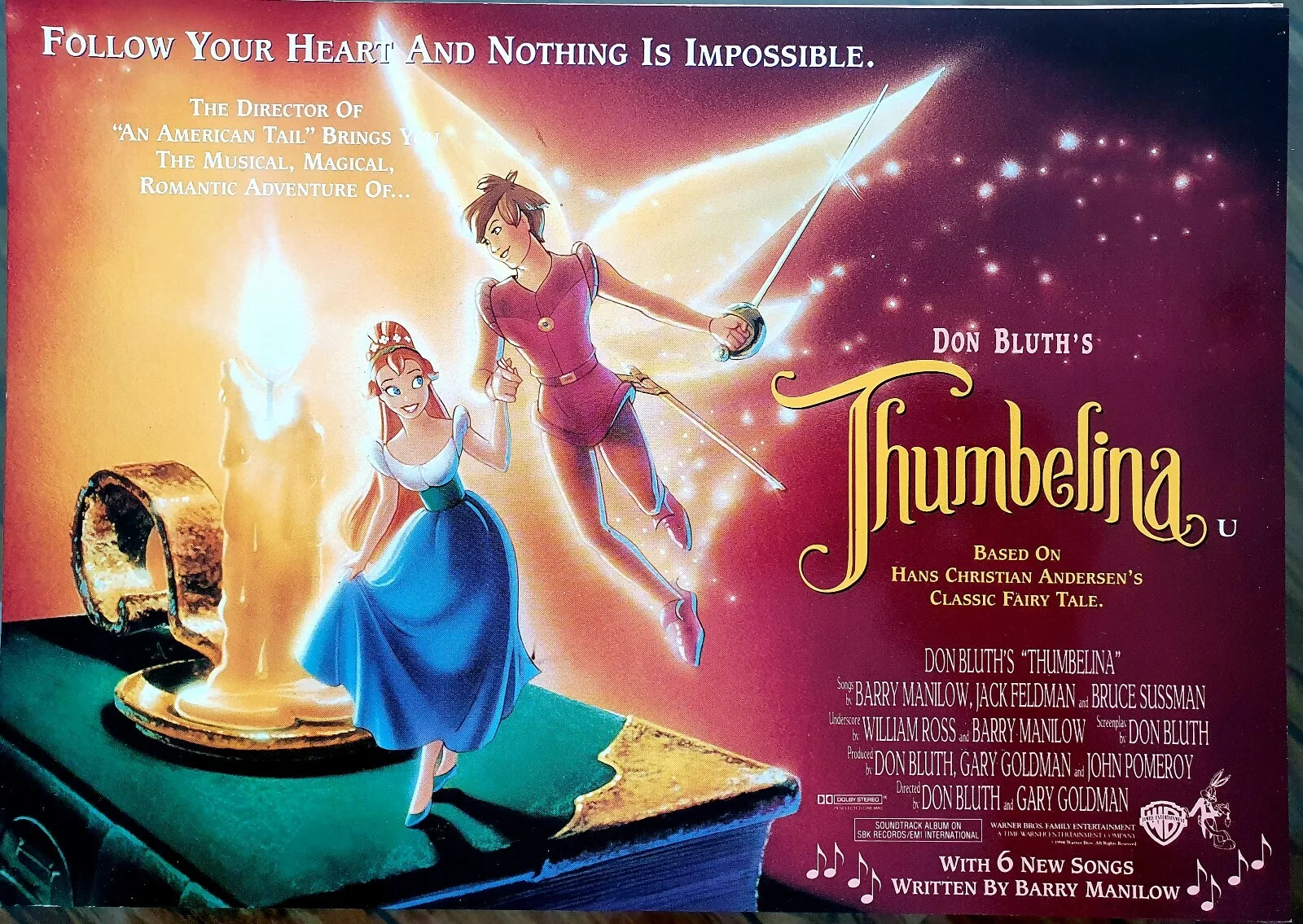 THUMBELINA - 2 HIGH QUALITY GLOSSY CARD ORIGINAL SYNOPSIS BOOKLETS - ANIMATION, image 5