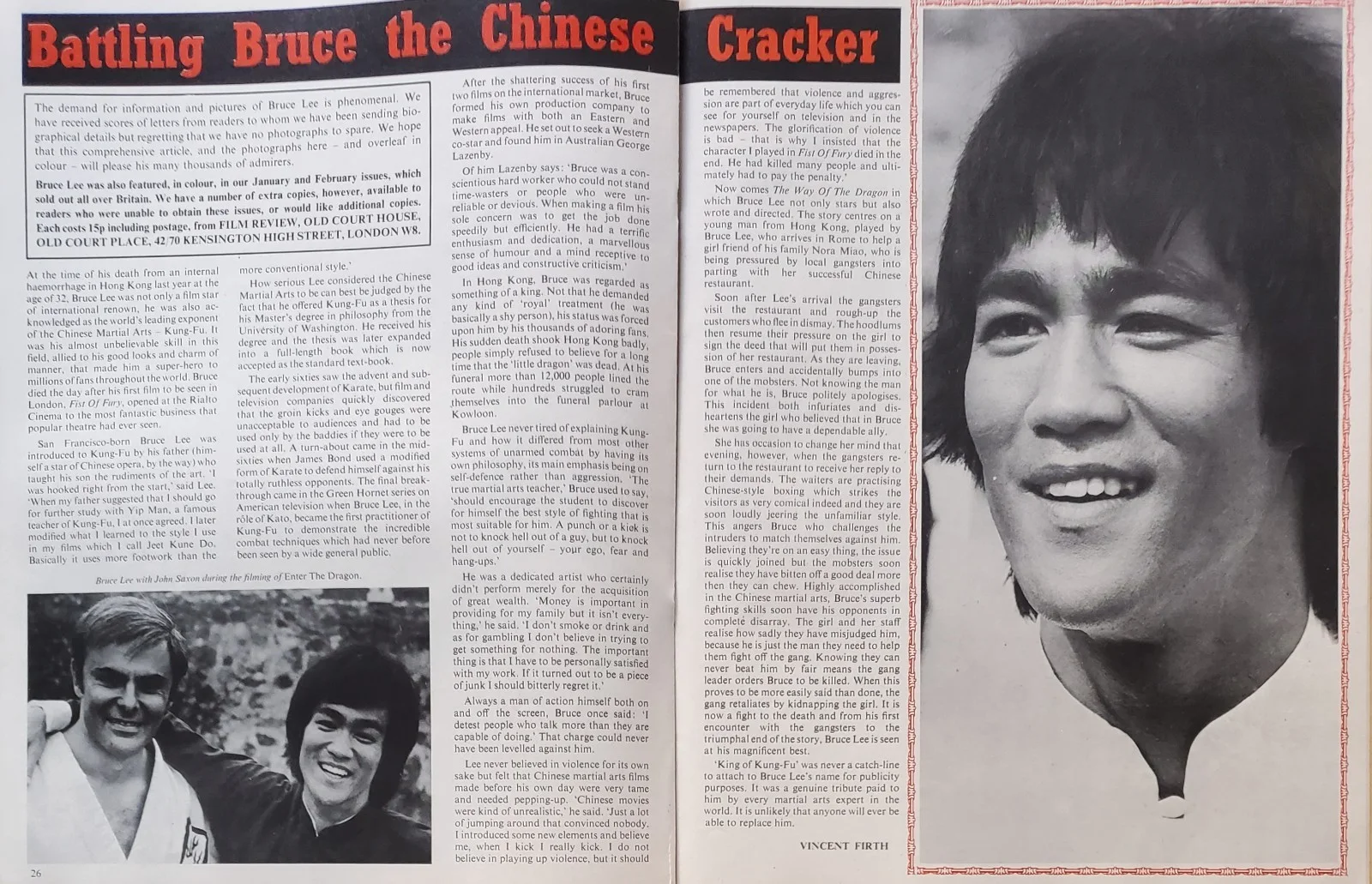 FILM REVIEW - BRUCE LEE / GOLDEN VOYAGE OF SINBAD / MAY 1974 / CROSSWORD CLIPPED, изображение 2