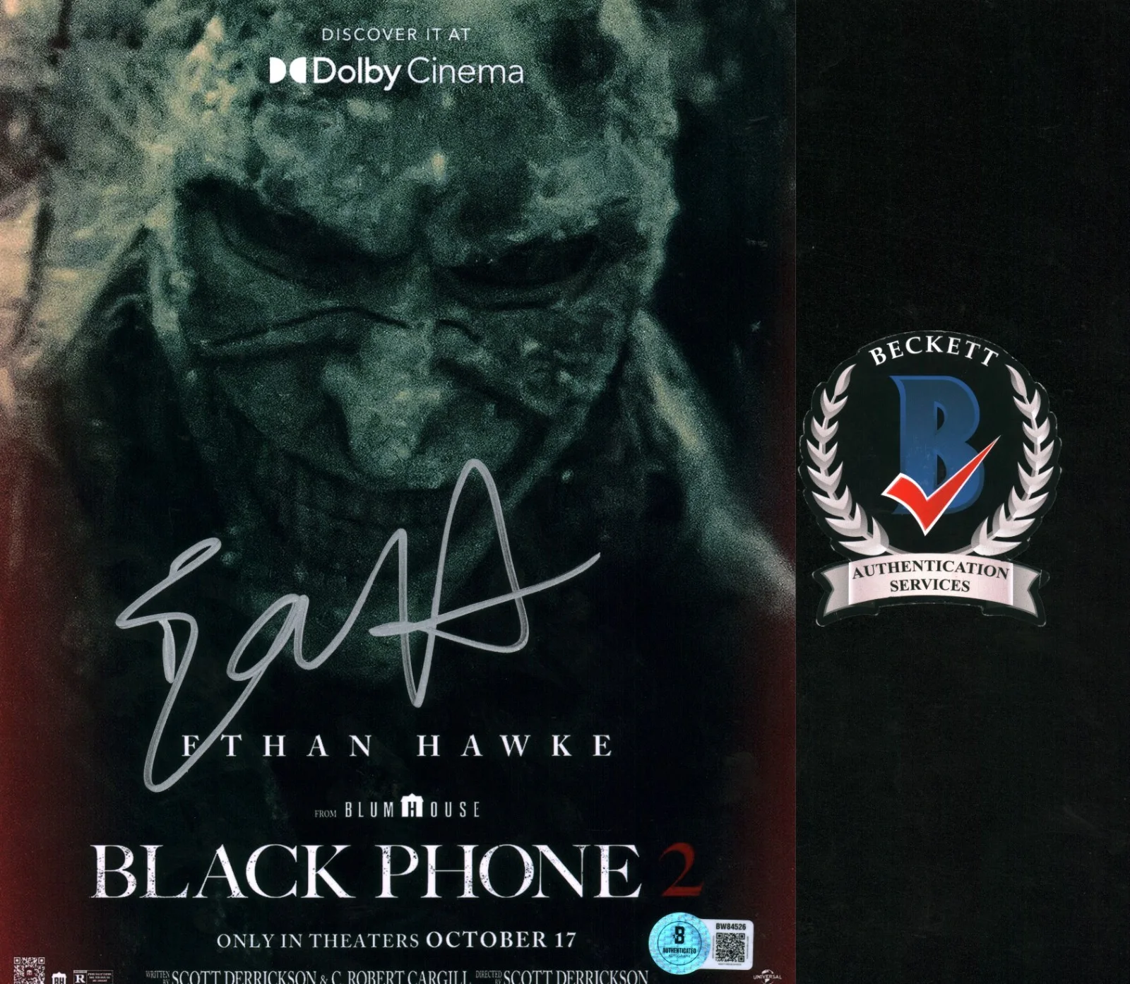 Ethan Hawke — ETHAN HAWKE SIGNED THE BLACK PHONE 2 8X10 PHOTO THE GRABBER BECKETT BAS COA