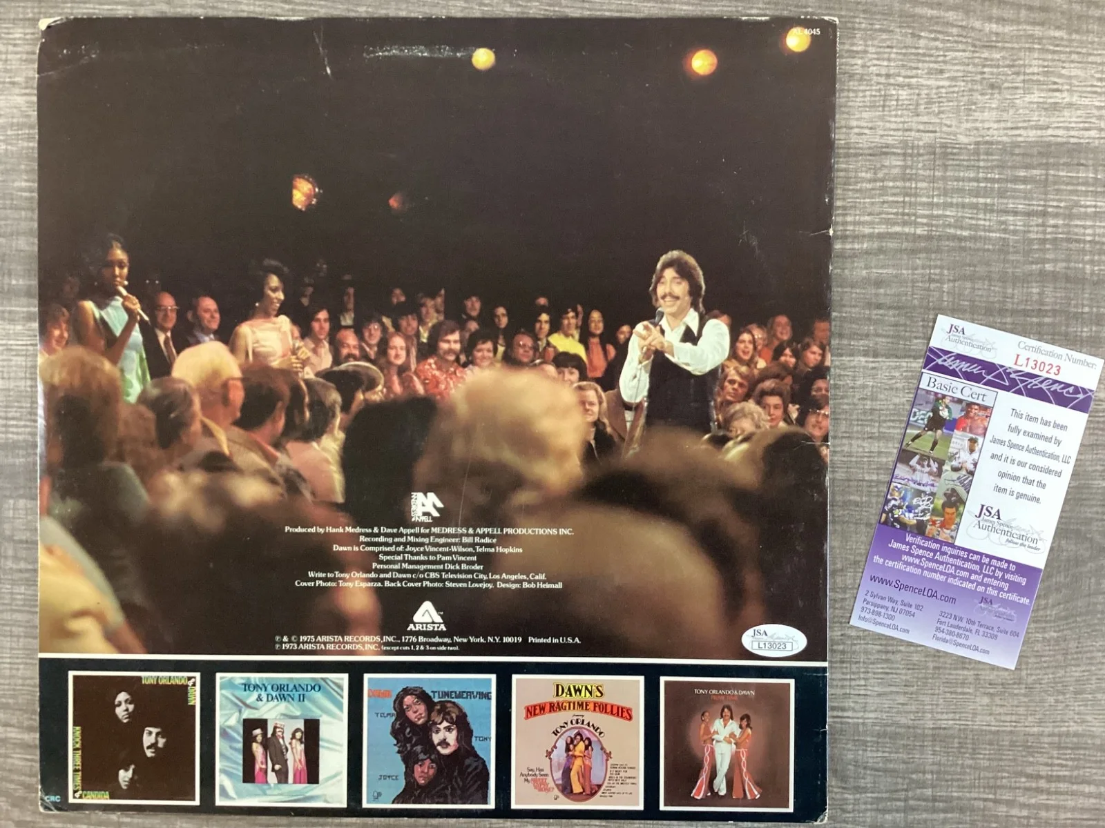 (SSG) Legendary Singer Songwriter TONY ORLANDO Signed Album with Record, JSA COA, изображение 5