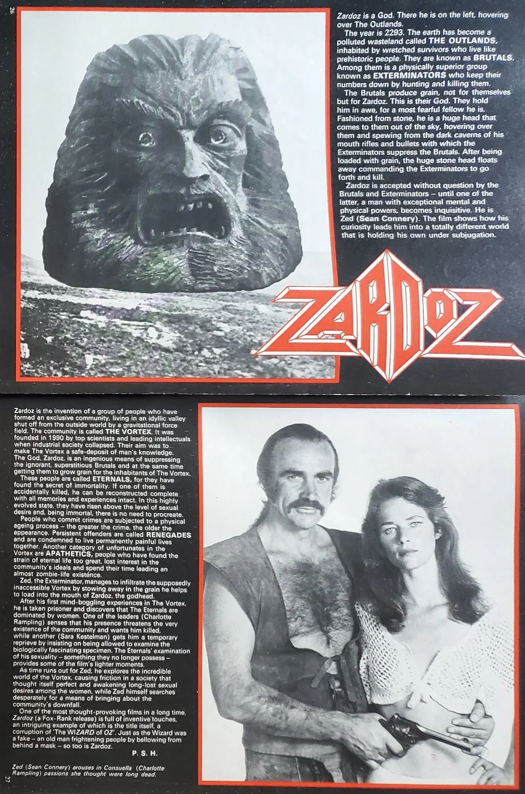 FILM REVIEW / STEVE MCQUEEN / SEAN CONNERY ZARDOZ / MAY 1974 / CROSSWORD CLIPPED, изображение 2