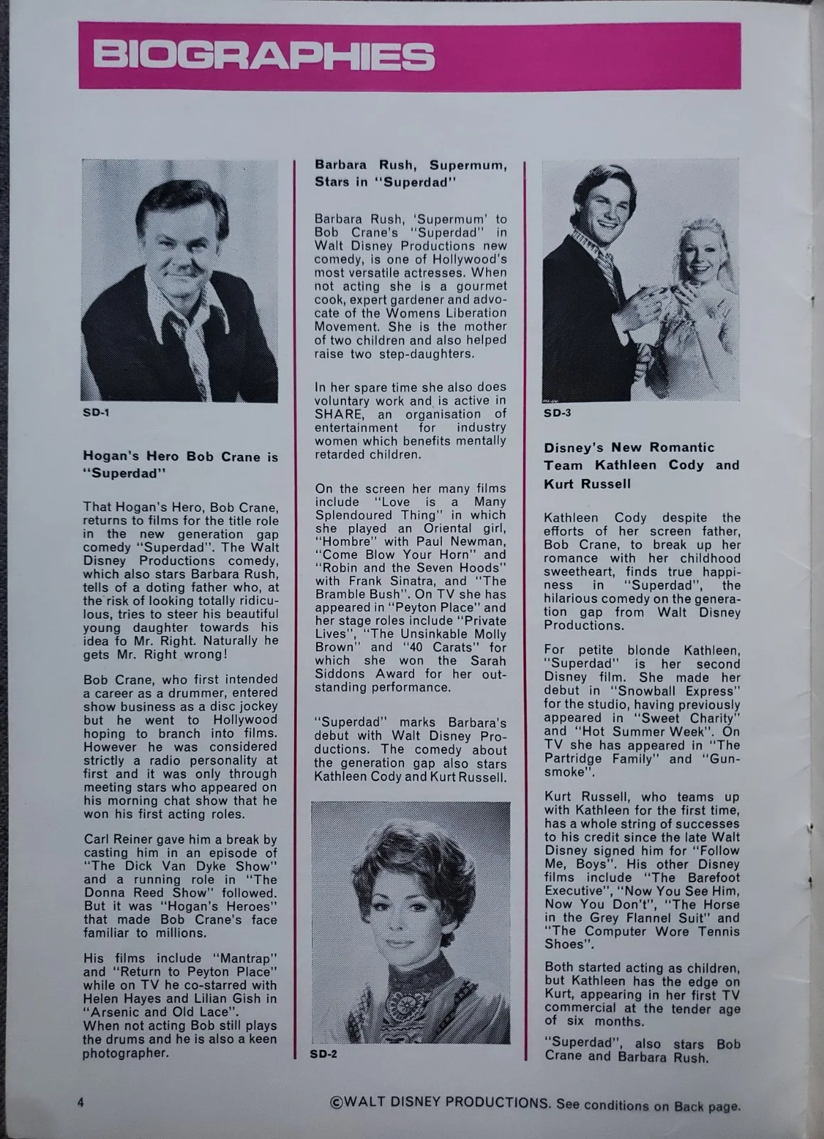 WALT DISNEY - SUPERDAD - VINTAGE 1973 PRESSBOOK - KURT RUSSELL / THAT DARN CAT, image 2