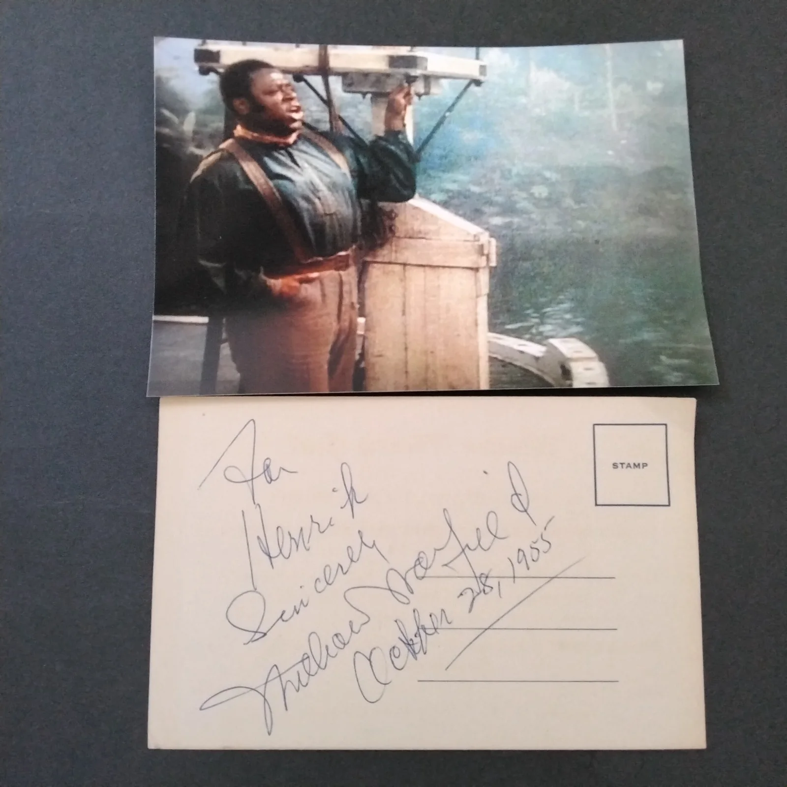 William Warfield SIGNED 1955 Card Photo Movie Actor Show Boat Porgy and Bess, изображение 2