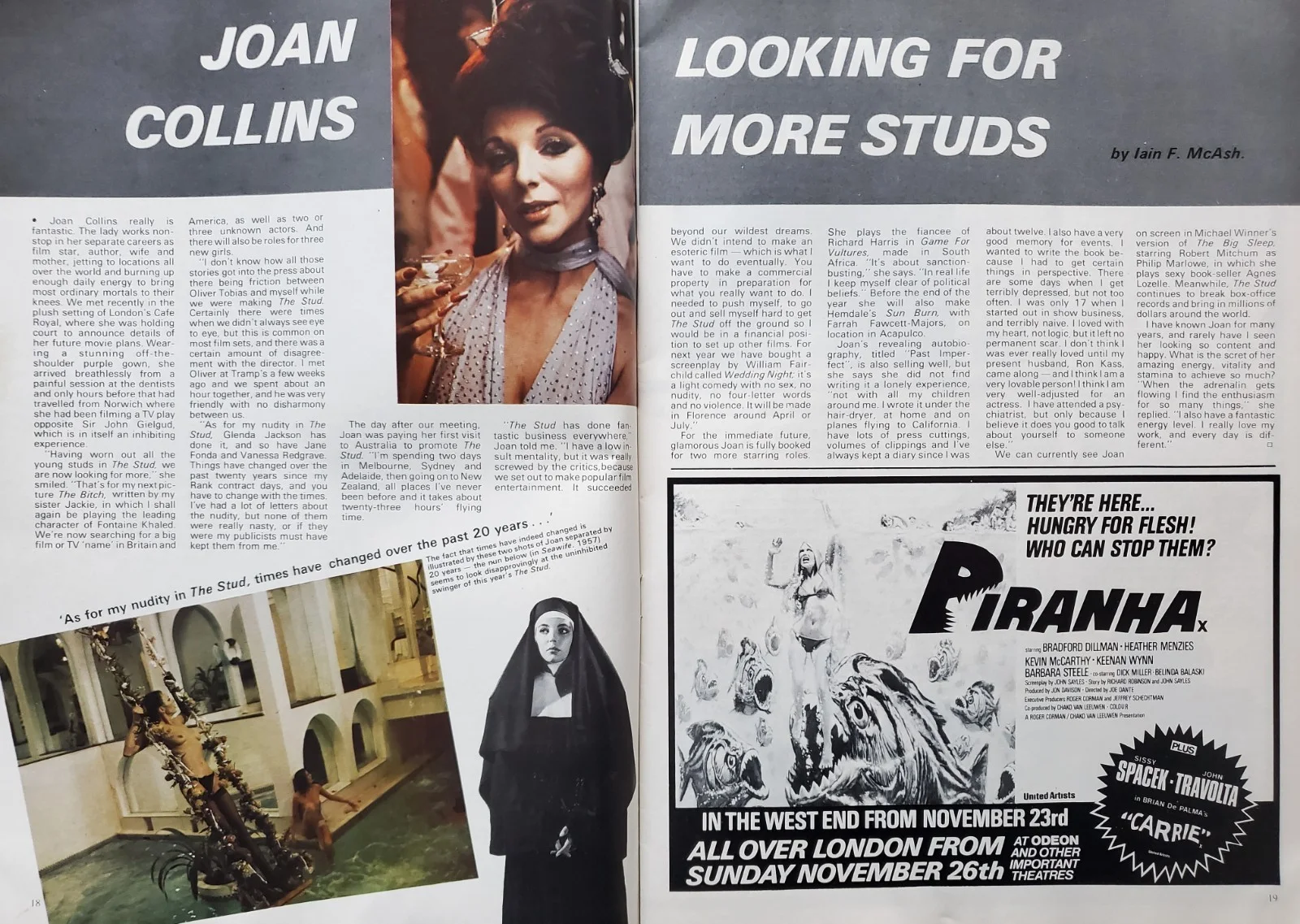 FILM REVIEW MAG / JOHN TRAVOLTA / JOAN COLLINS / THE STUD / NOV 1978 / DAMAGED, изображение 4