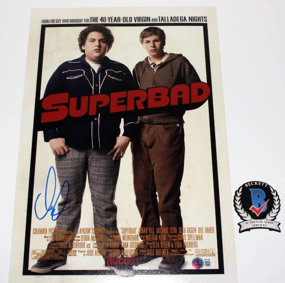 CHRISTOPHER MINTZ-PLASSE SIGNED SUPERBAD 12x18 MOVIE POSTER MCLOVIN BECKETT COA, изображение 2