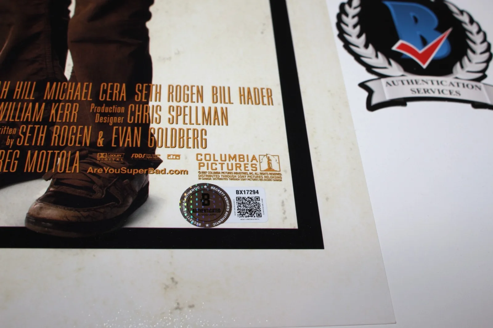 CHRISTOPHER MINTZ-PLASSE SIGNED SUPERBAD 12x18 MOVIE POSTER MCLOVIN BECKETT COA, изображение 3