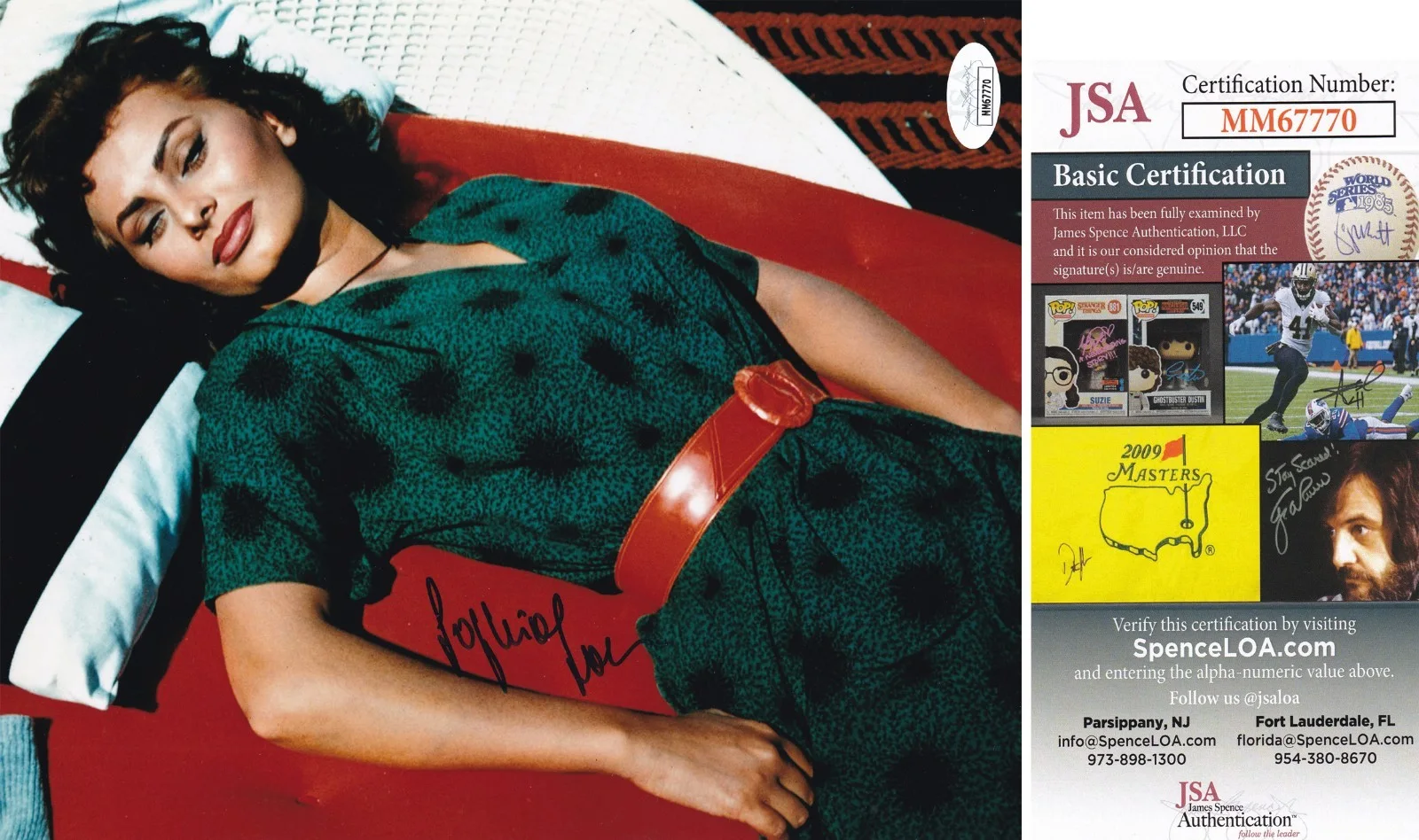 Sophia Loren — Sophia Loren SIGNED JSA COA 8x10 PHOTO RARE Academy Award Winner AUTOGRAPHED