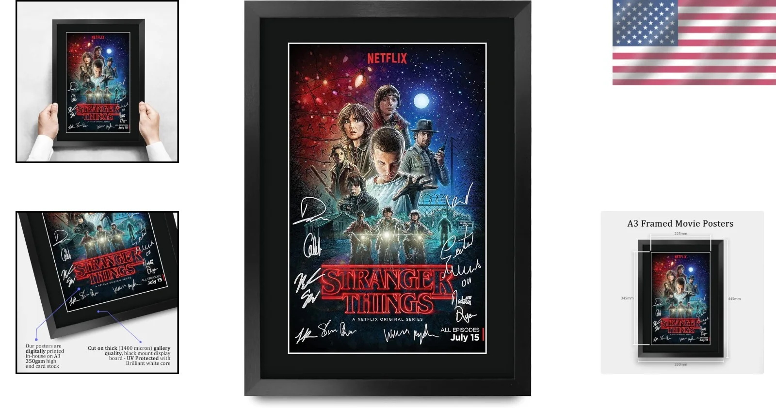 Not Authenticated — "Signed Stranger Things TV Memorabilia 16x12 Framed Picture"$, image 2