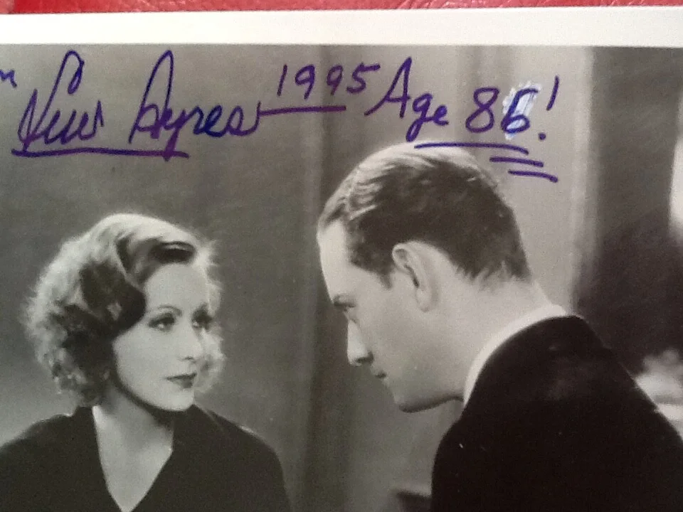 Lew Ayres SIGNED 1995 Photo Greta Garbo Conrad Nagel 1929 The Kiss Movie Actor, изображение 4