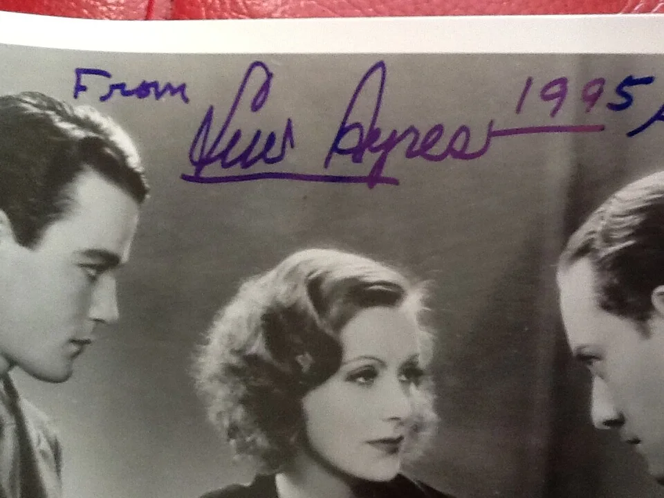 Lew Ayres SIGNED 1995 Photo Greta Garbo Conrad Nagel 1929 The Kiss Movie Actor, изображение 5