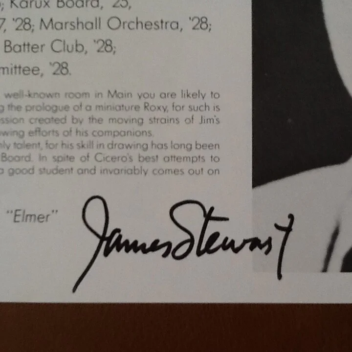 James Stewart SIGNED Book Page MGM Movie Actor Wonderful Life Harvey Rear Window, image 3