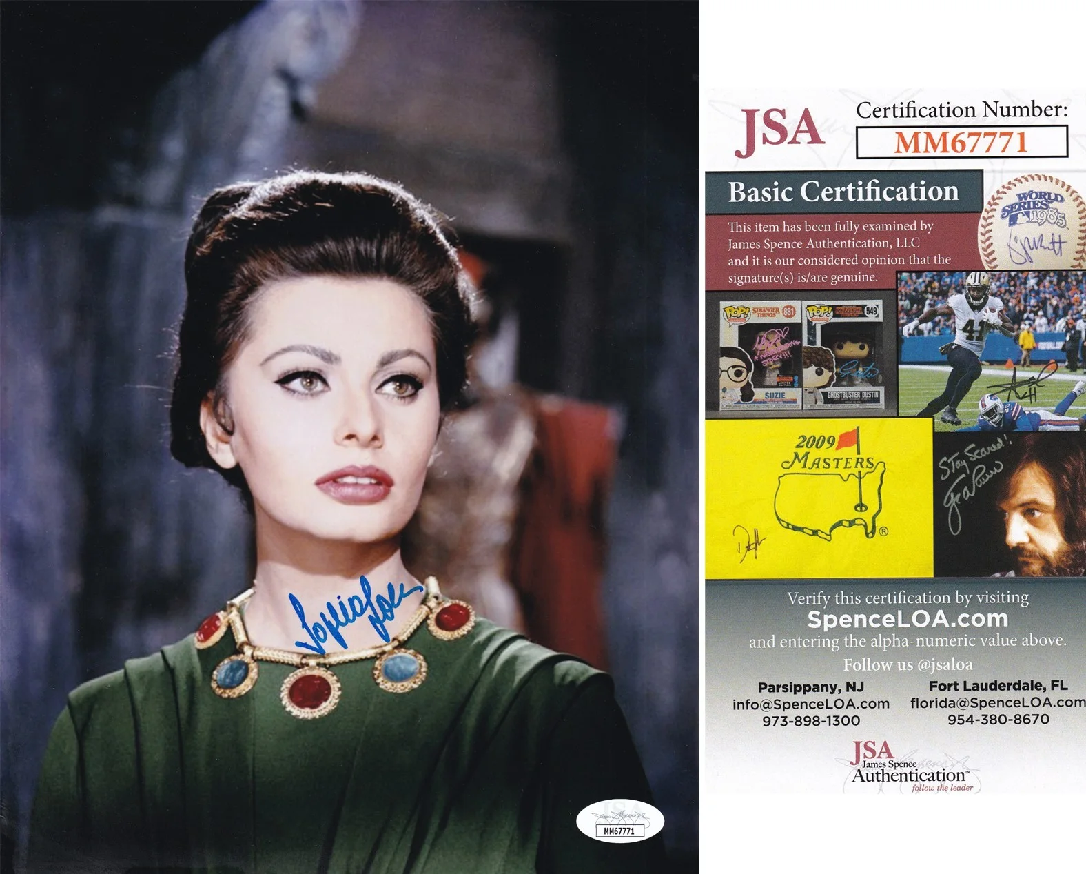 Sophia Loren — Sophia Loren SIGNED JSA COA 8x10 PHOTO RARE Academy Award Winner AUTOGRAPHED