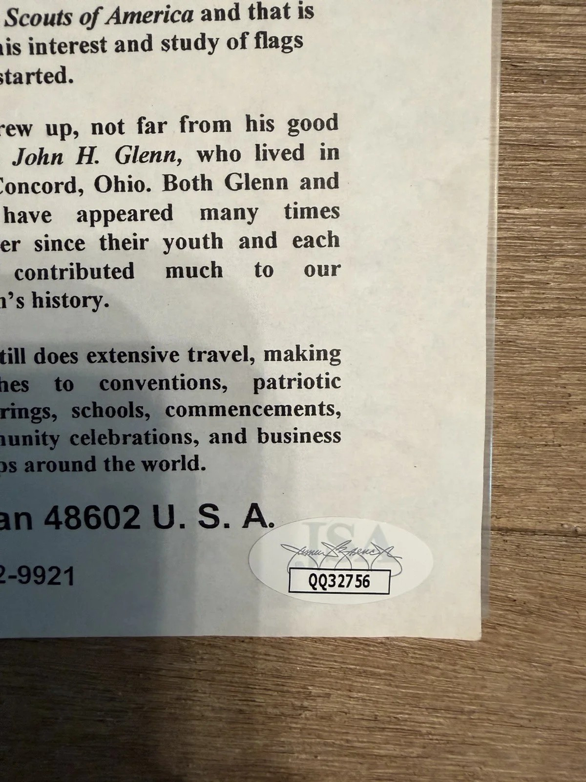 Robert Heft — Robert “Bob” Heft Signed Bio Sheet Autographed US Flag Designer JSA AUTHENTIC, image 4