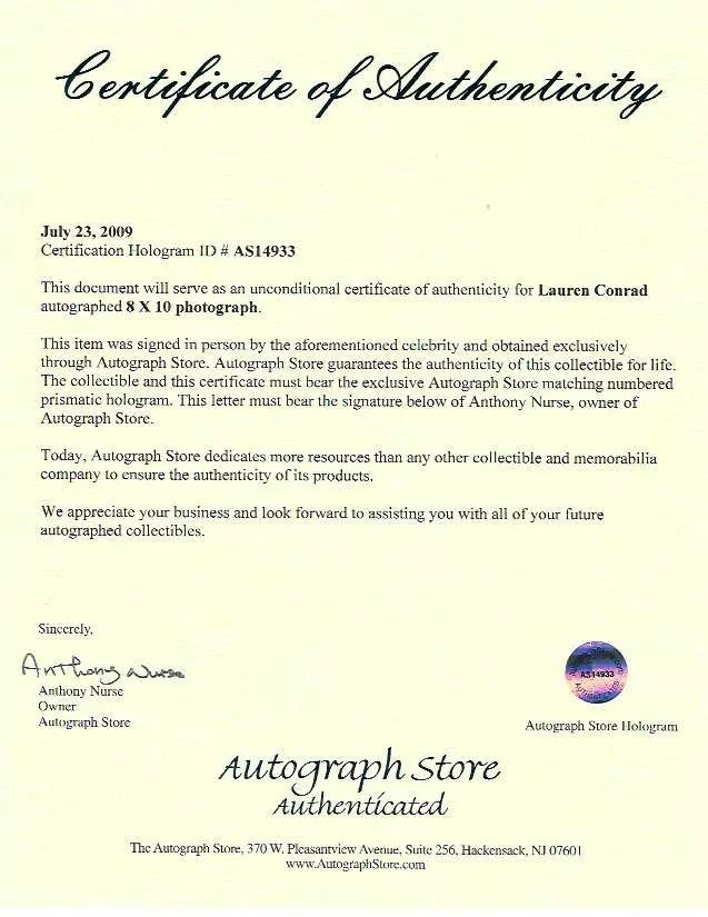 Lauren Conrad — Lauren Conrad Signed Autograph 8x10 Photo with/COA, изображение 2
