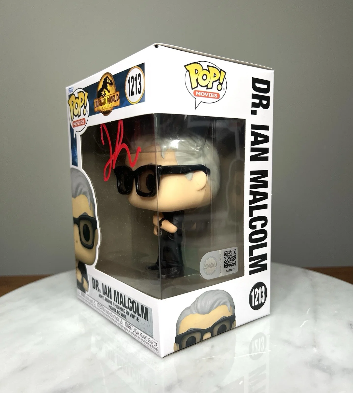 Jeff Goldblum — Jeff Goldblum Signed Ian Malcolm Jurassic Park Funko Pop Autographed SWAU COA, изображение 4