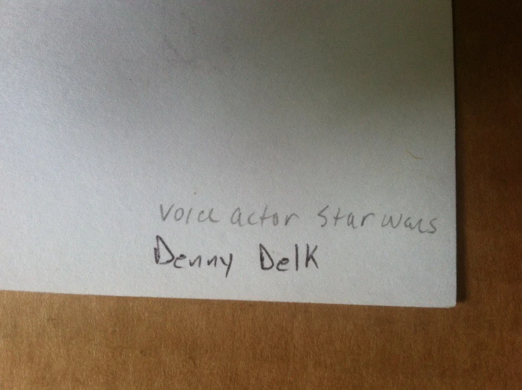 Autograph Denny Delk 3x5 index card (Star Wars), image 2