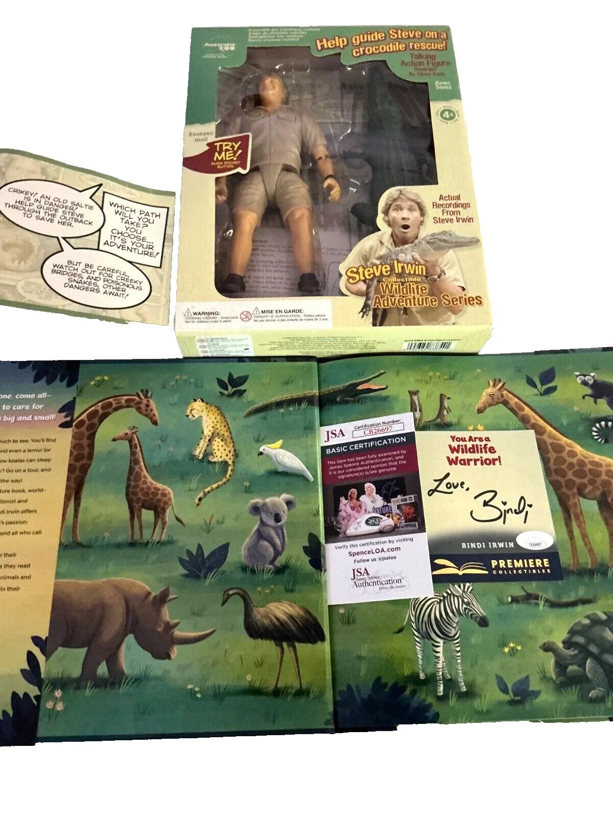Bindi Irwin — Bindi Irwin Autographed Wildlife Warrior Book JSA Steve Irwin Talking Figure New, image 2