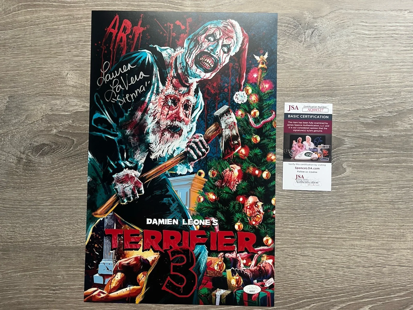 Lauren LaVera — Lauren LaVera Signed Terrifier 3 11x17 Photo JSA COA Sienna Art The Clown Horror
