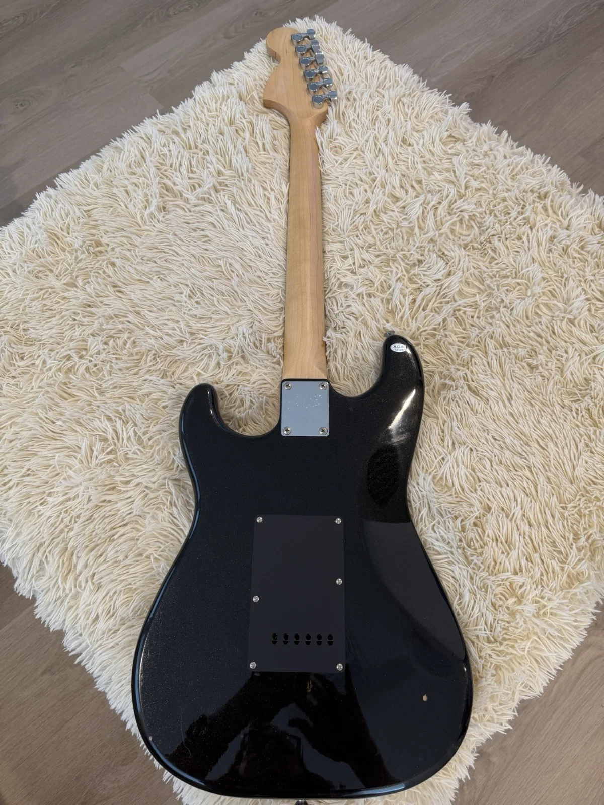Signed Black Fender Electric Guitar A.G.S. Authentication., image 2