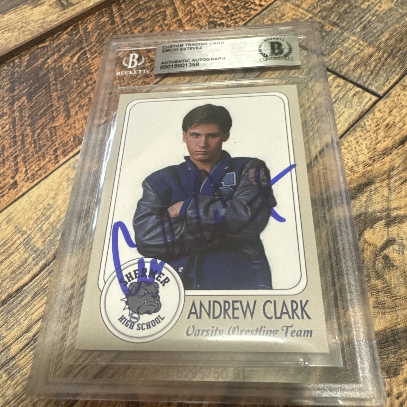 Emilio Estevez — Emilio Estevez Signed Autograph Slabbed Breakfast Club Custom Card BECKETT Slab