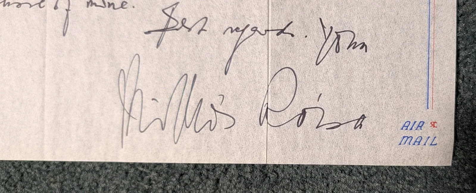 Miklos Rozsa — WOW! Composer MIKLOS ROZSA 1975 hand-written/signed letter BEN-HUR! SPELLBOUND!, изображение 2