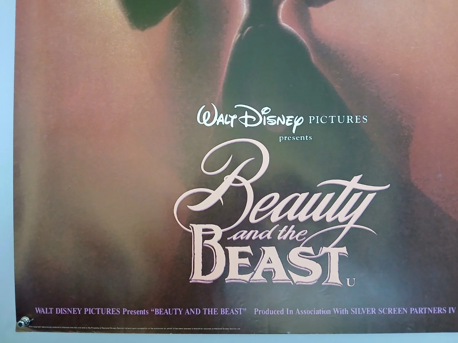 BEAUTY AND THE BEAST (1991) rolled original UK advance teaser quad poster, image 4
