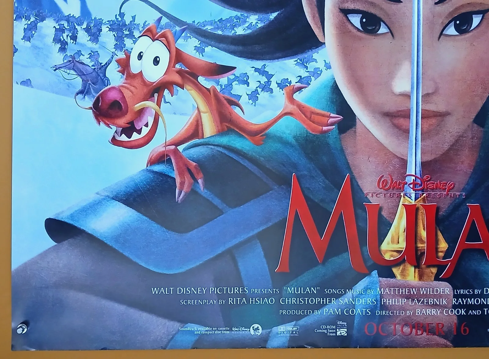 MULAN (1998) original rolled UK advance double-sided quad poster, image 4