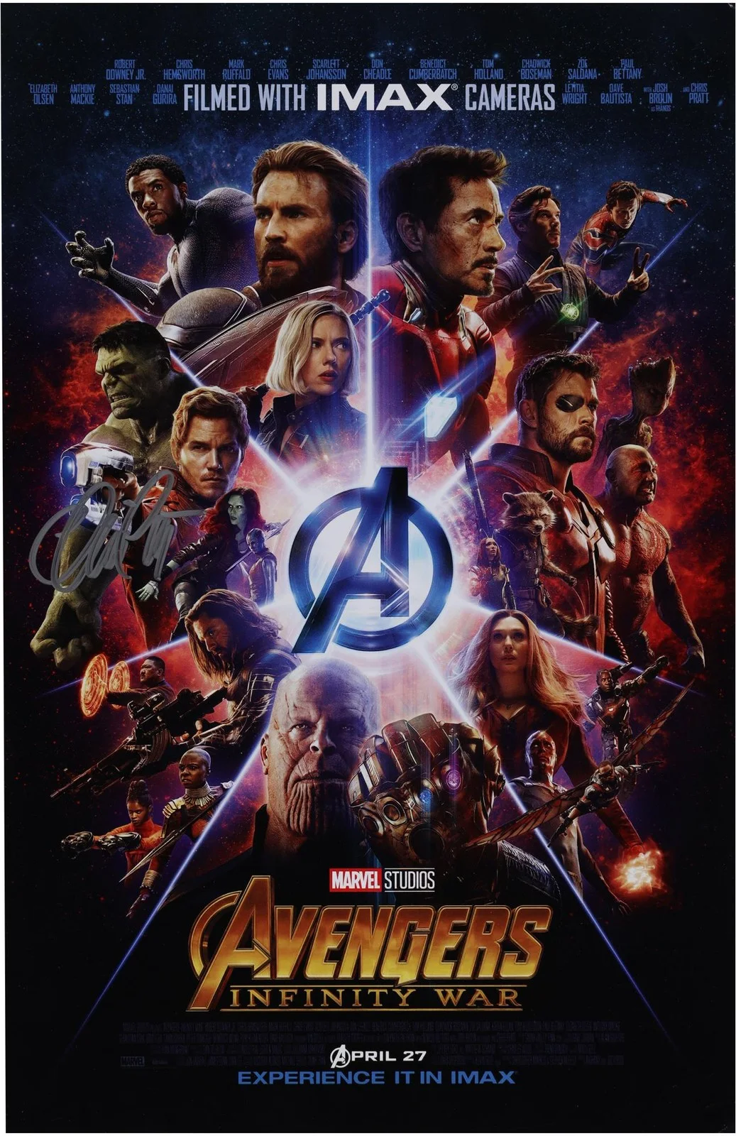 Chris Pratt — Chris Pratt Avengers Infity War Autographed 11" x 17" Movie Poster