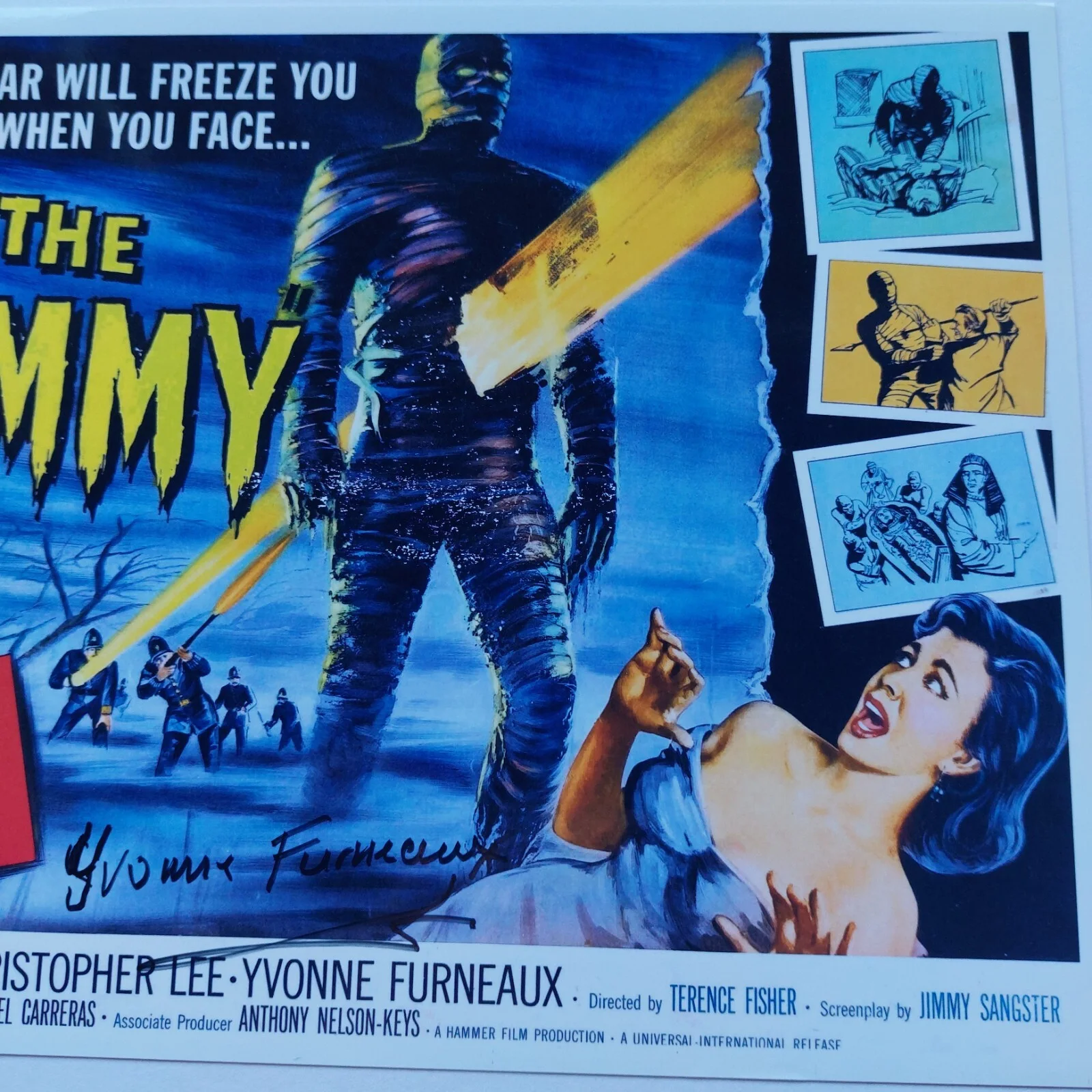 Yvonne Furneaux — Yvonne Furneaux Signed The Mummy 1959 PHOTO French Actress Hammer Horror, изображение 3