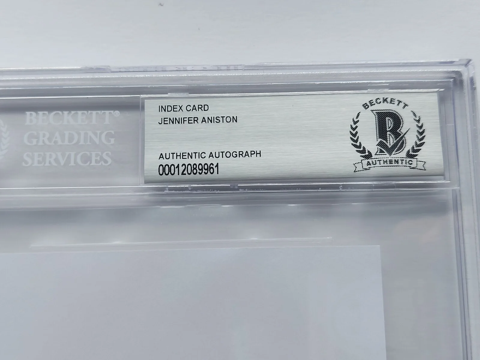Jennifer Aniston — Jennifer Aniston Signed Auto 4x6 Index Card Cut Slabbed Beckett COA Friends, image 2