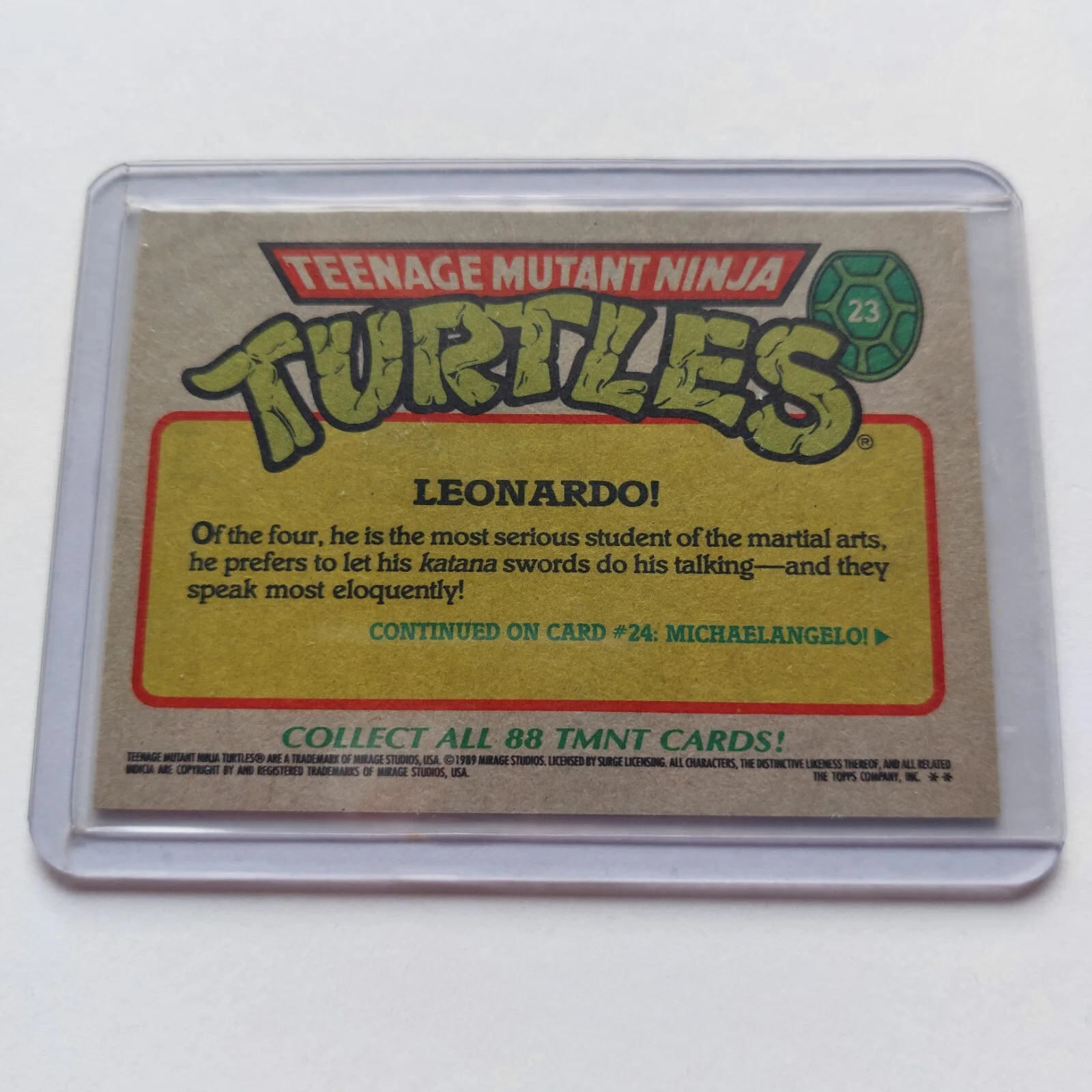 CAM CLARKE — 1989 TMNT Topps #23 SIGNED Cam Clarke Leonardo Trading Card Voice of Leonardo, изображение 3
