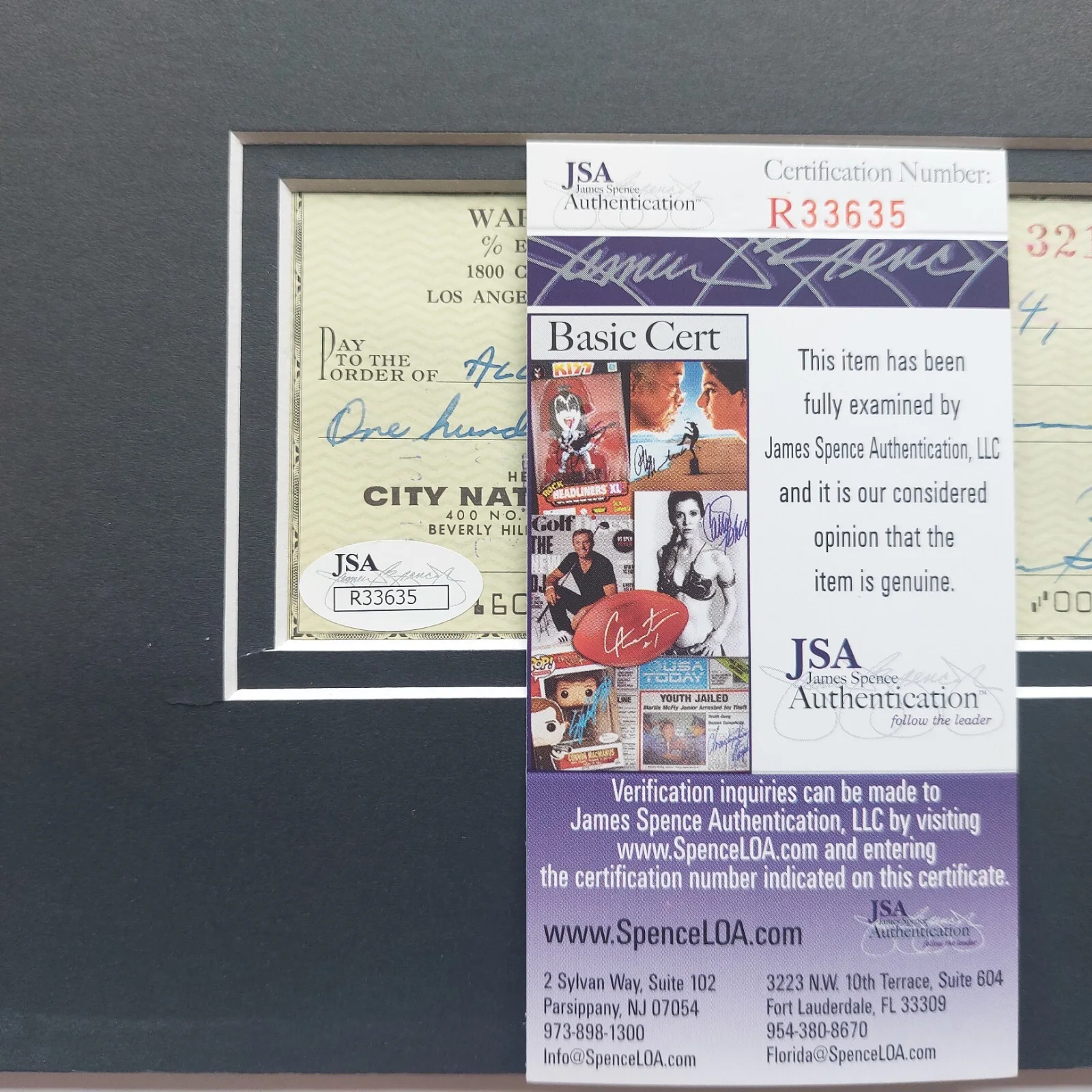 Warren Beatty — Warren Beatty Signed 11x14 display JSA COA (Dick Tracy, Reds) Signed Check, image 3