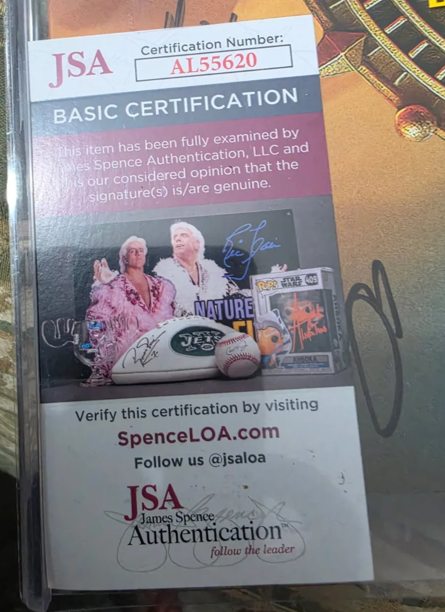 Don Barnes 38 Special Signed Milestone 5 signatures Orange/Red LP JSA cert, image 3