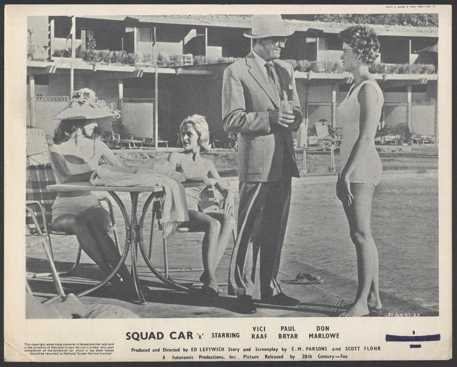 SQUAD CAR 1960 Vici Raaf, Paul Bryar, Don Marlowe UK 10x8 LOBBY SET, image 5