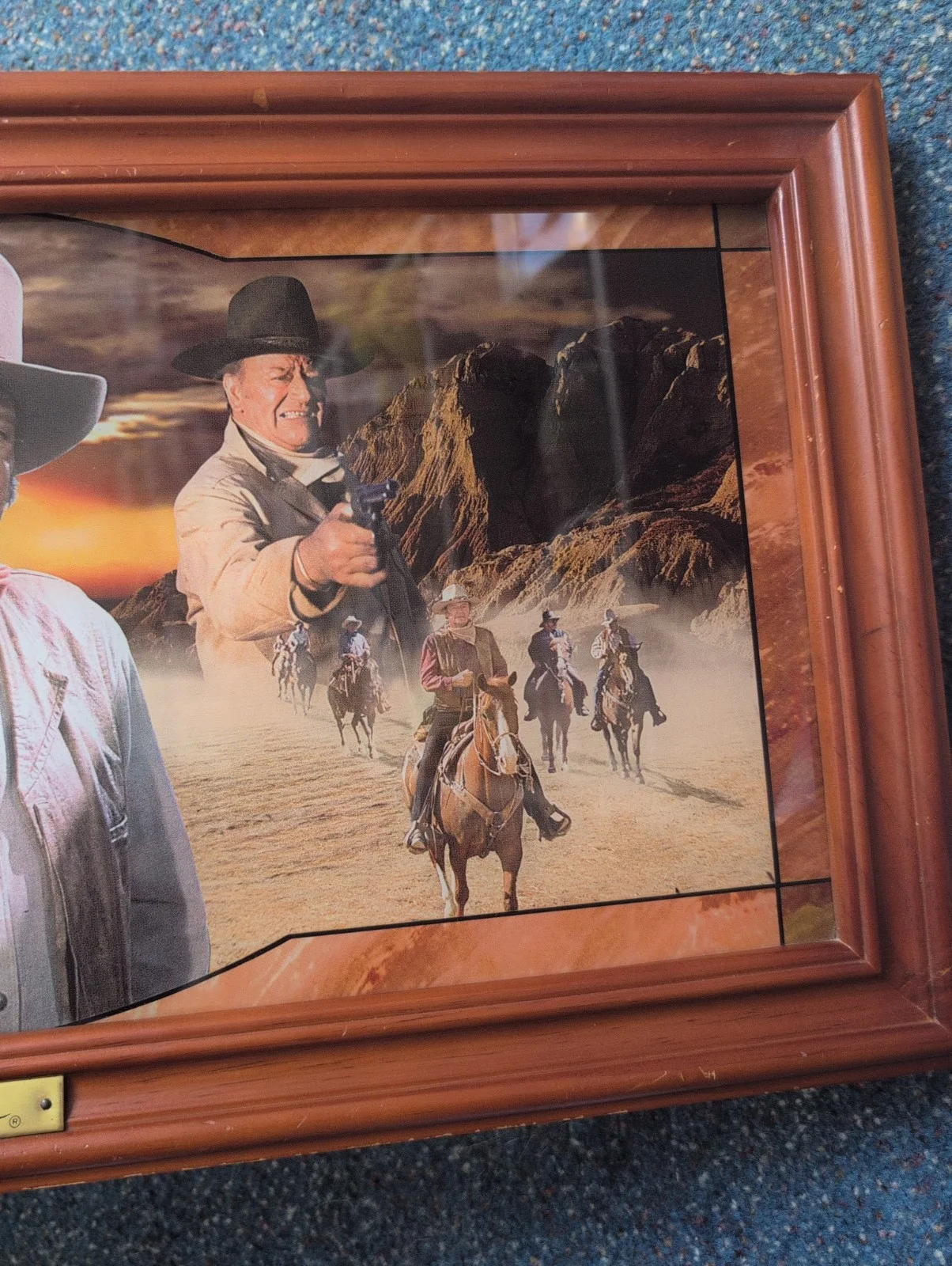 Rare Bradford Exchange John Wayne Large Wall hanging Picture Wood Frame, image 4