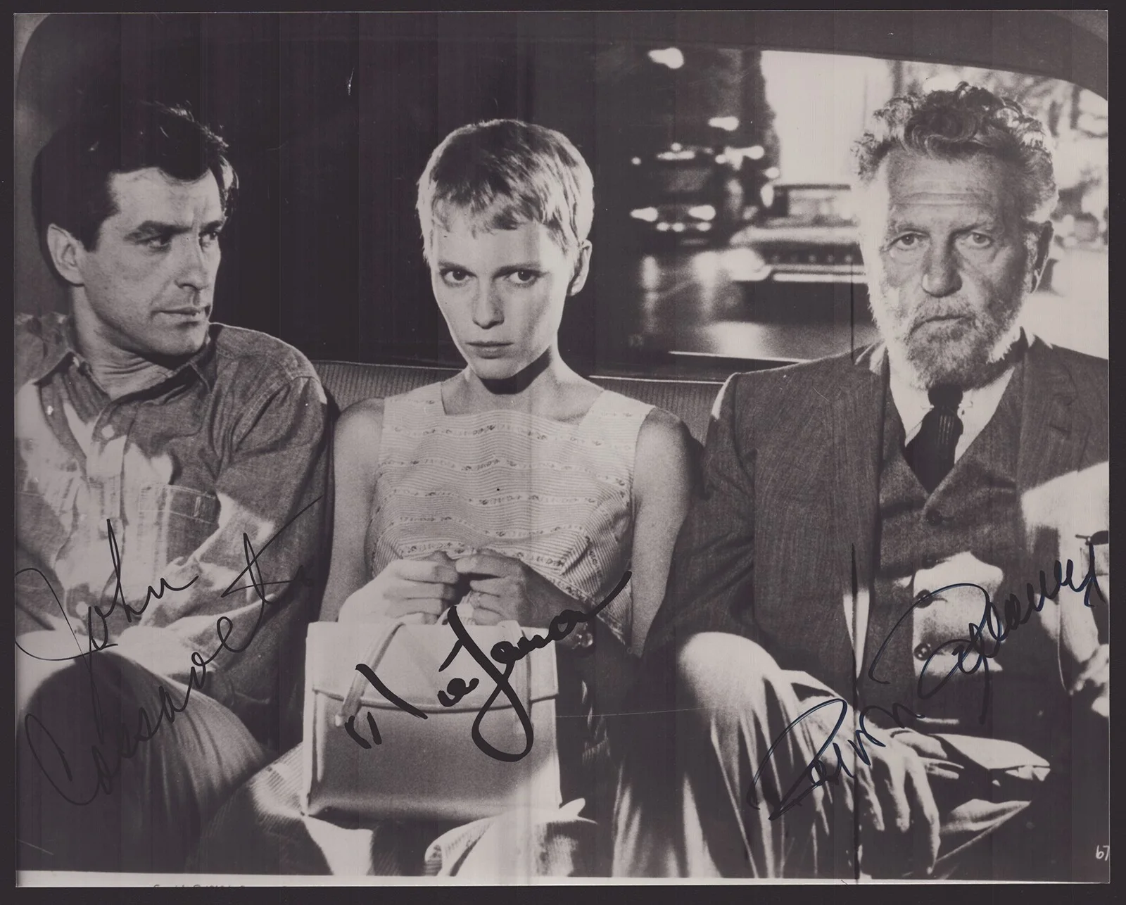 Ralph Bellamy, John Cassavetes, Mia Farrow — ROSEMARY'S BABY MOVIE CAST - AUTOGRAPHED SIGNED PHOTOGRAPH WITH CO-SIGNERS