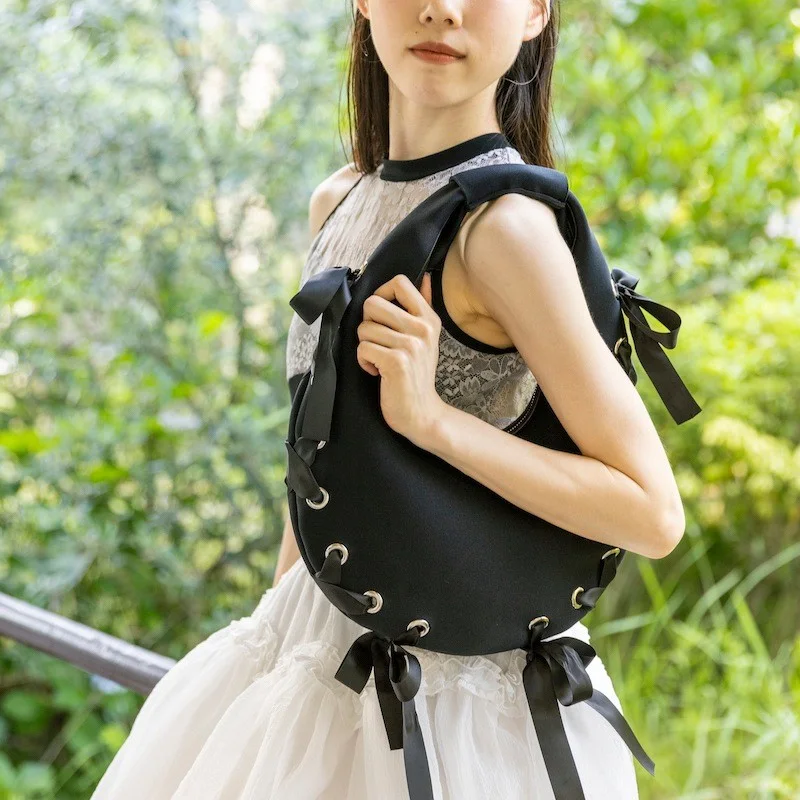 Naples Eyelet Ribbon 2-Way Egg Hobo Bag (SH992), image 4