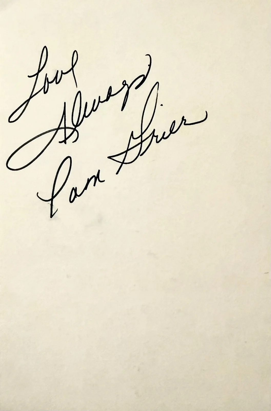 Pam Grier — PAM GRIER Signed Autographed 4"x 6" INDEX CARD COFFY Jackie Brown FOXY BROWN