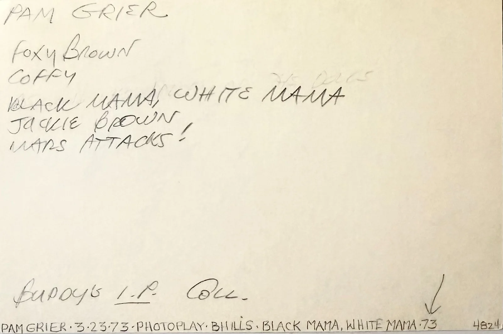 Pam Grier — PAM GRIER Signed Autographed 4"x 6" INDEX CARD COFFY Jackie Brown FOXY BROWN, image 4