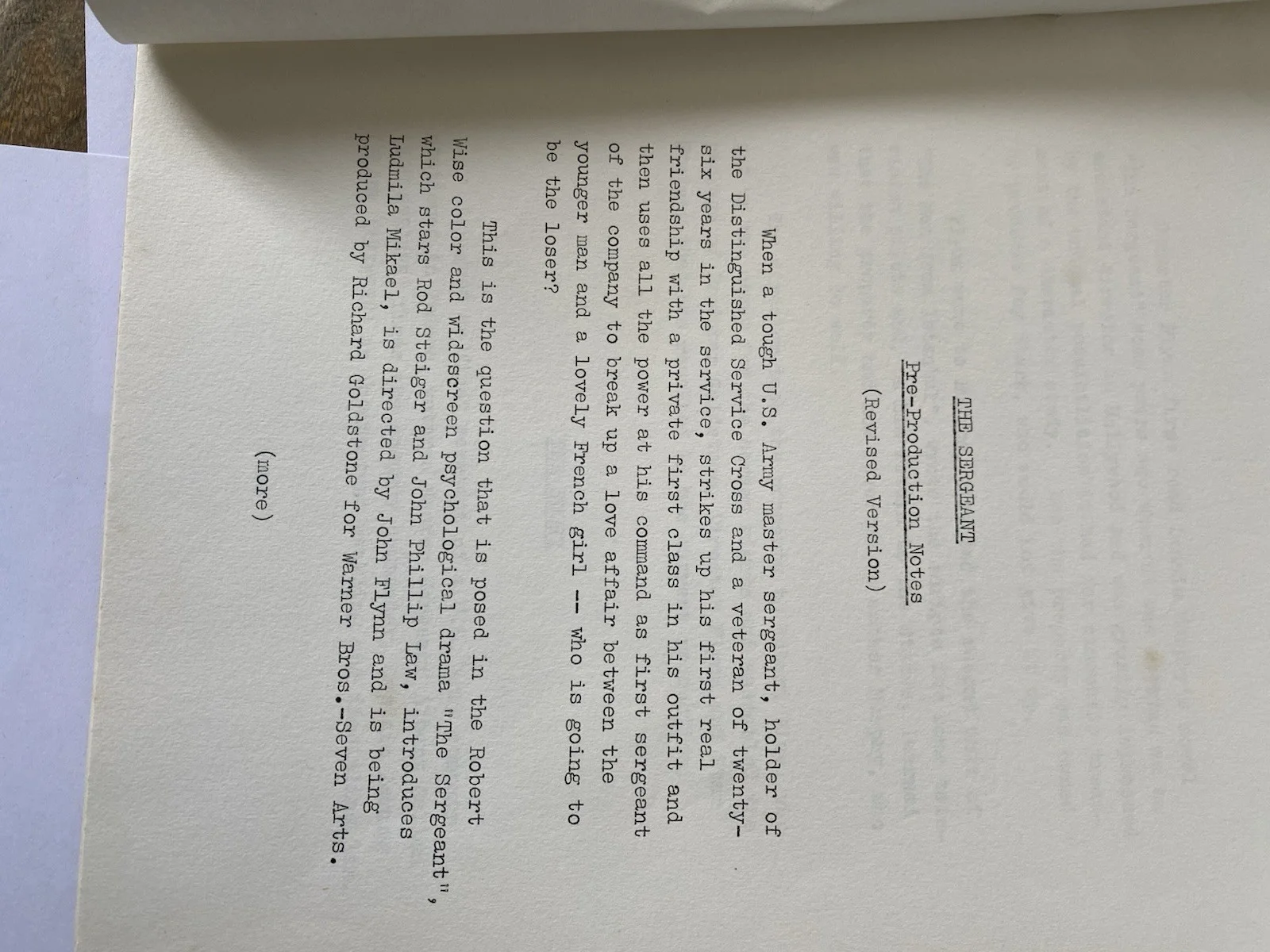 The Sergeant (1968) - Rod Steiger - A group pre-production related items Script, image 2
