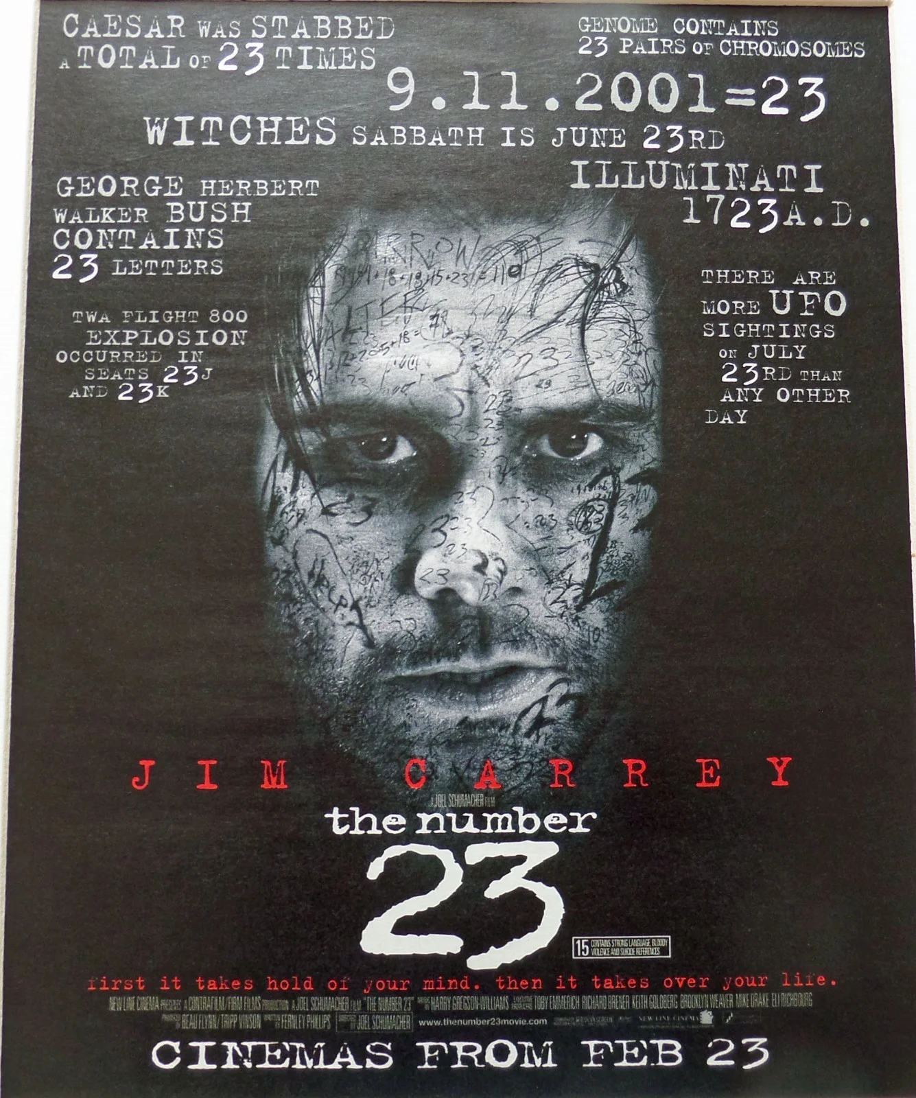 THE NUMBER 23+Movie+Film+POSTER+AD+FRAMED RARE ORIGINAL 2007+FAST WORLD SHIP, изображение 2