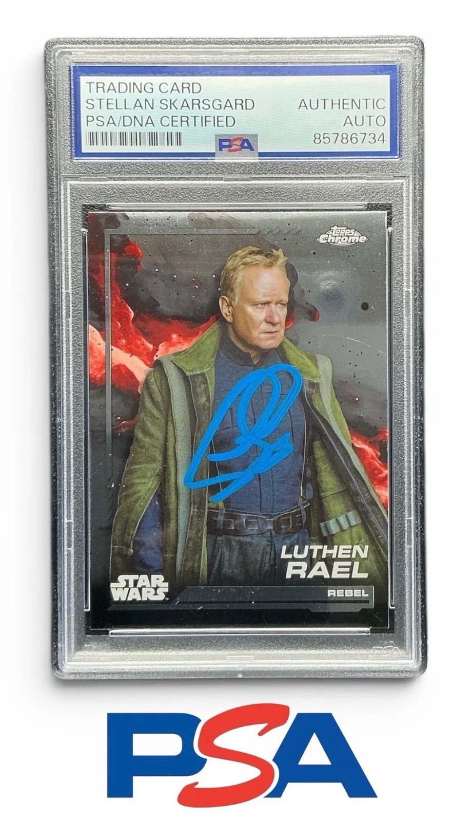 Stellan Skarsgard — Stellan Skarsgard Signed Star Wars 2024 Topps Chrome Andor Luthen Rael PSA Slab
