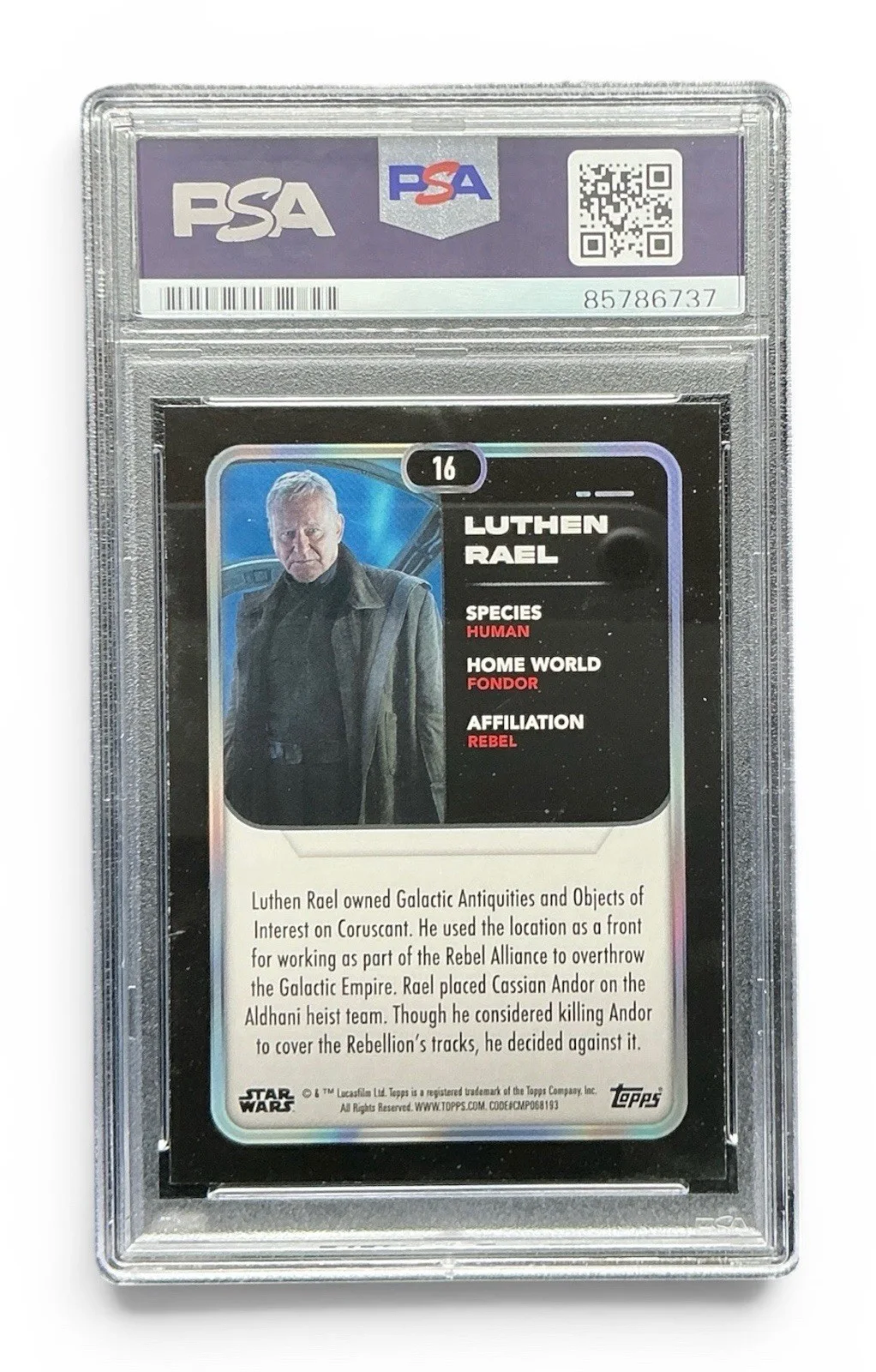 Stellan Skarsgard — Stellan Skarsgard Signed Topps Star Wars Andor Luthen Rael Refractor PSA Slab, image 2