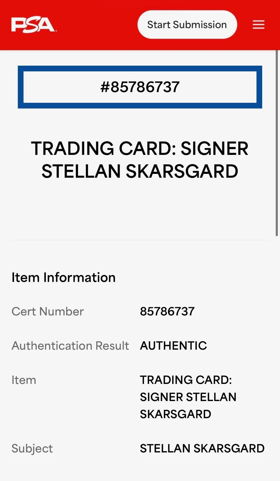 Stellan Skarsgard — Stellan Skarsgard Signed Topps Star Wars Andor Luthen Rael Refractor PSA Slab, image 3