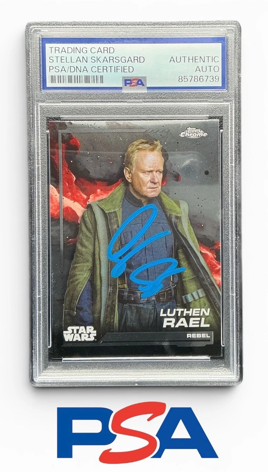 Stellan Skarsgard — Stellan Skarsgard Signed Star Wars 2024 Topps Chrome Andor Luthen Rael PSA Slab